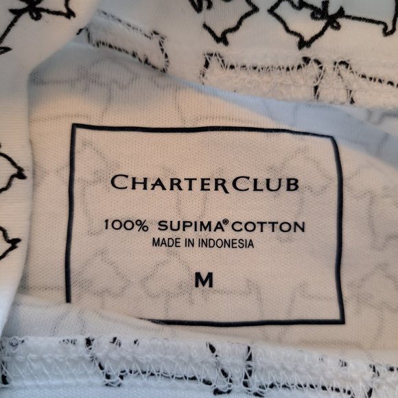 Charter Club Black Scottie Dog Mock Neck Shirt Supima Cotton Size Medium - Picture 4 of 4